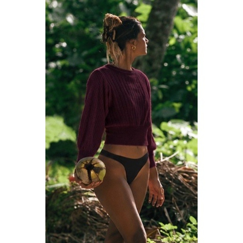 Colorush Prague Lux Balloon Cashmere Sweater Maroon Size S 100% Cashmere